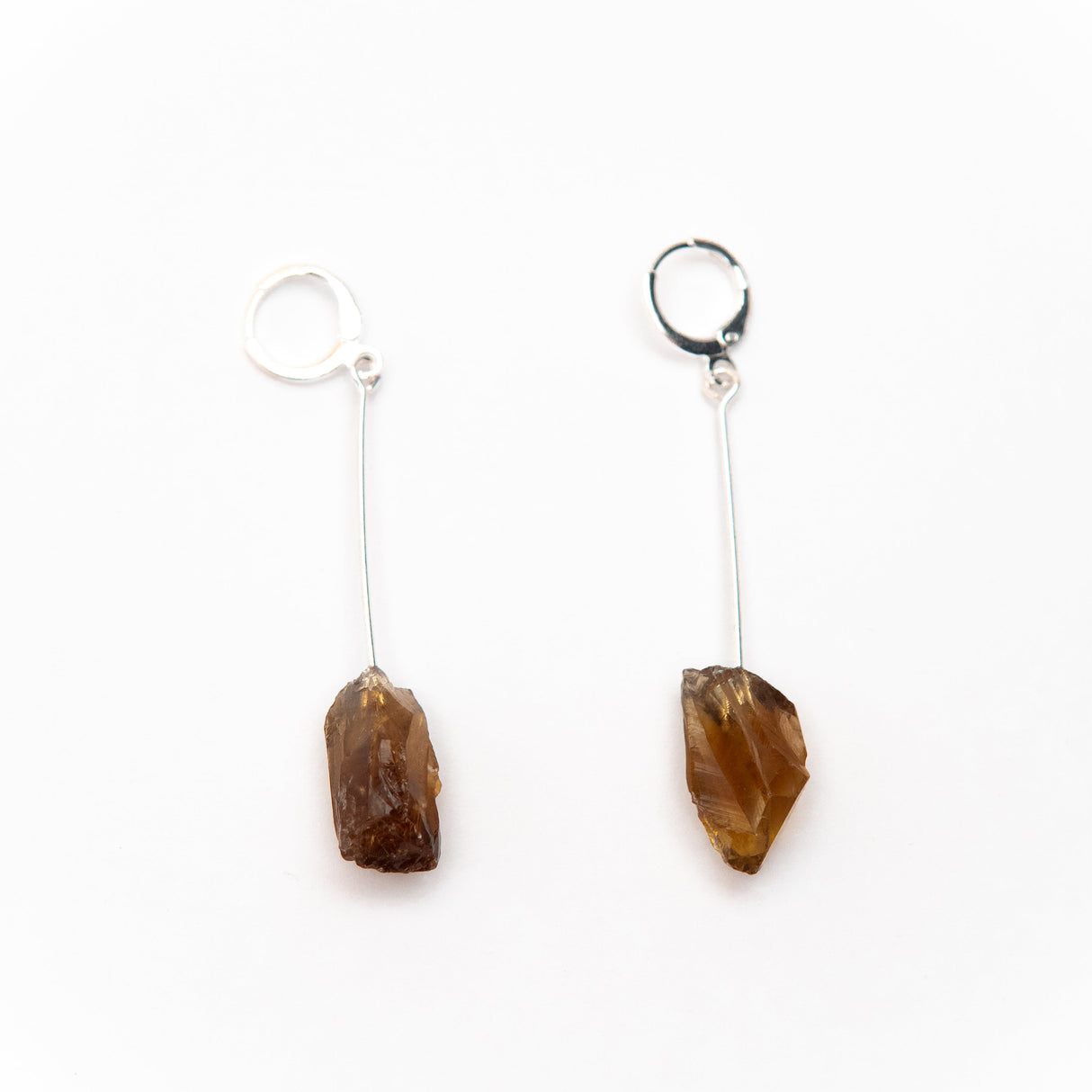 Сережки з димчастим кварцом з посрібленням onesize Dm-2