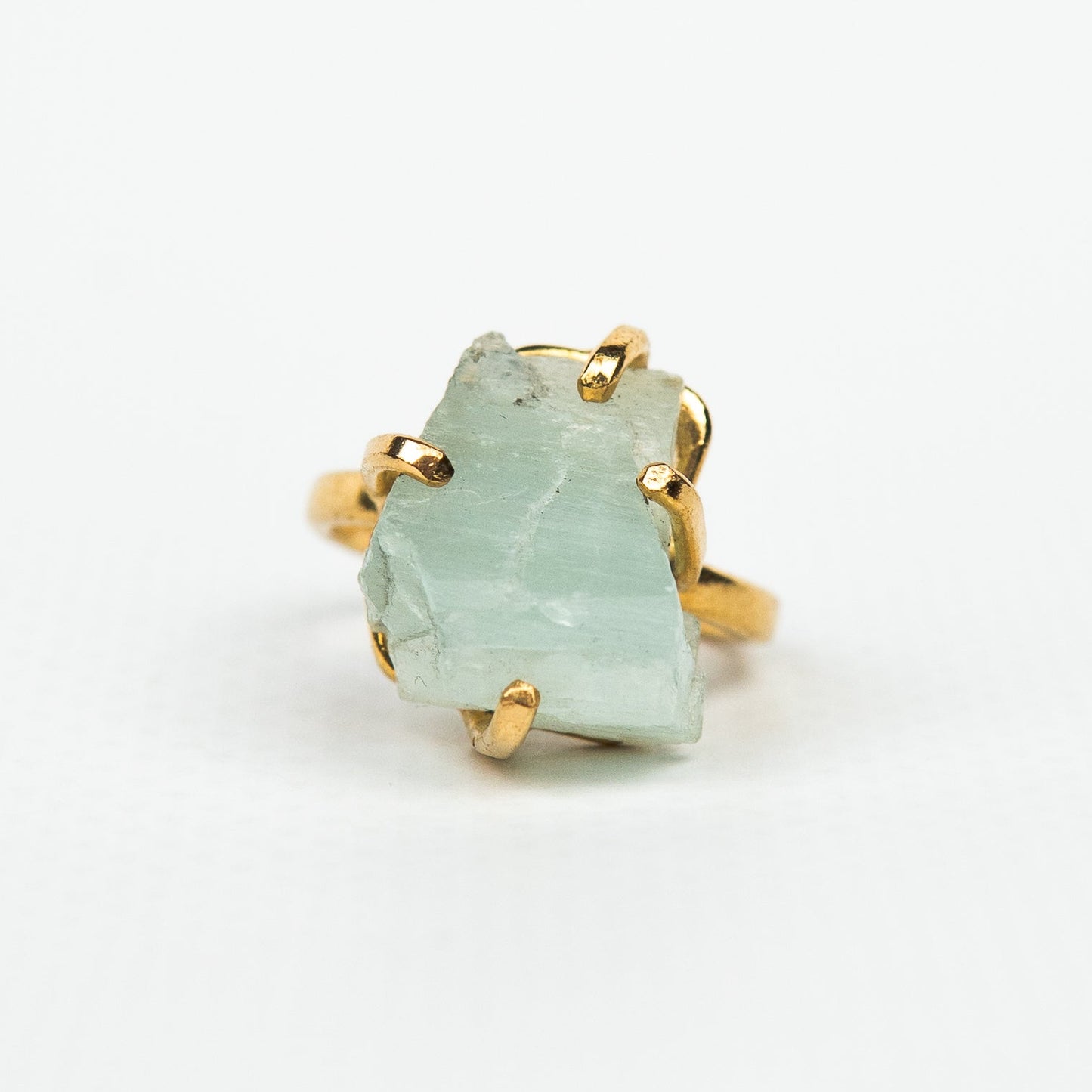 Кольцо с аквамарином с позолотой onesize Aq-7