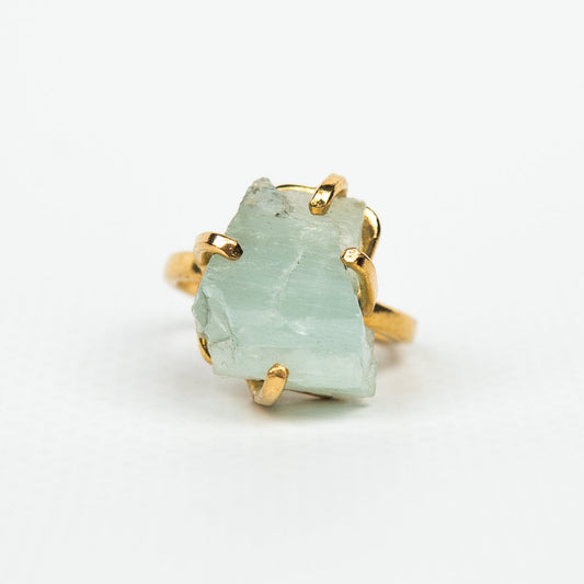 Кольцо с аквамарином с позолотой onesize Aq-7