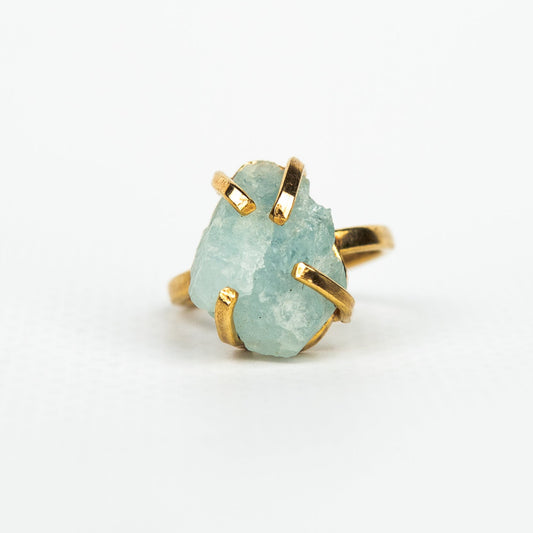 Кольцо с аквамарином с позолотой onesize Aq-9