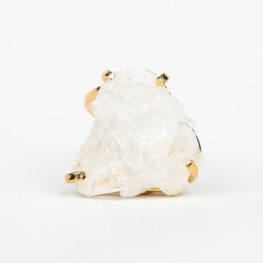 Кольцо с хрусталем с позолотой onesize Cr-14