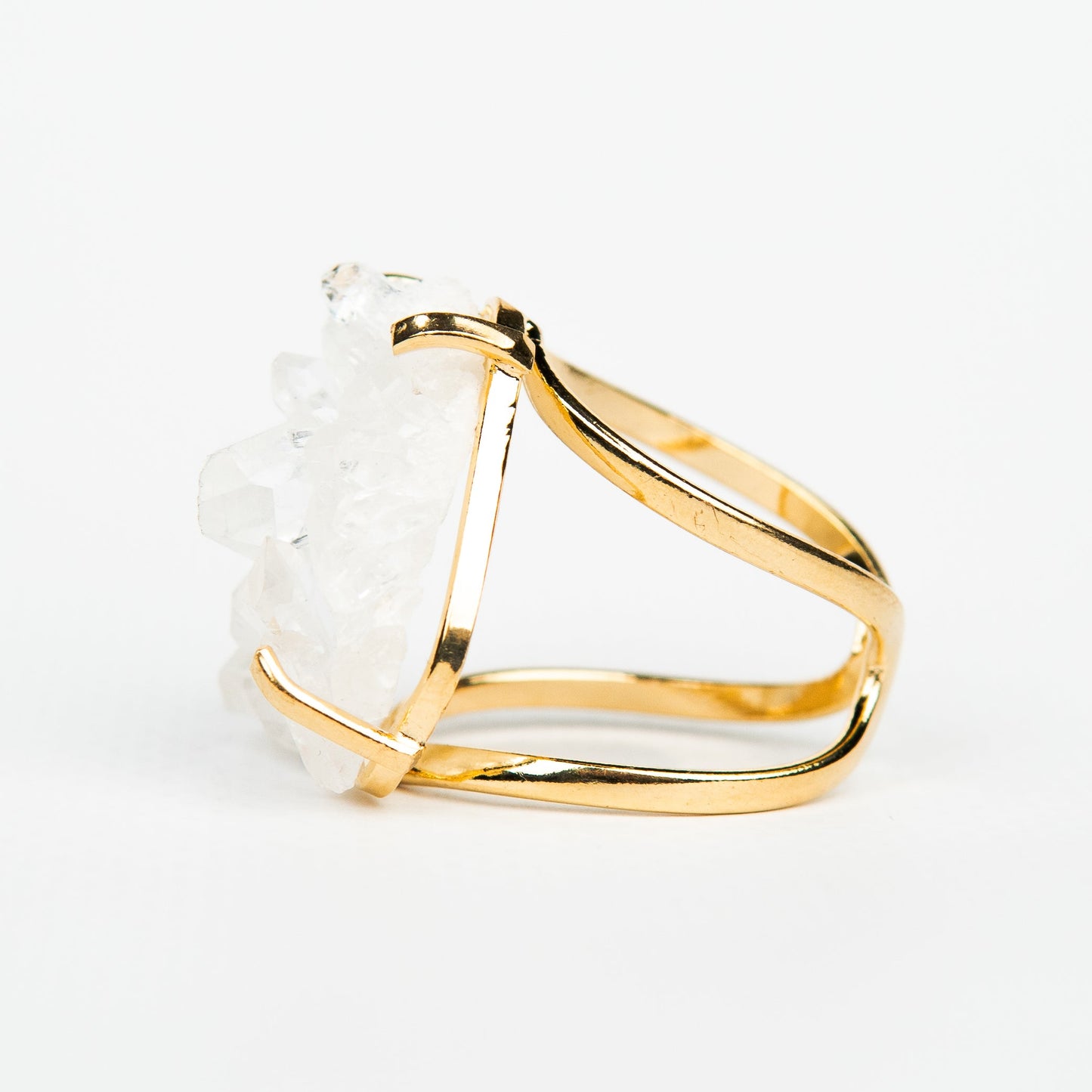 Кольцо с хрусталем с позолотой onesize Cr-14