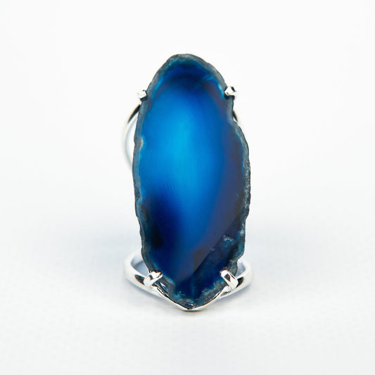 Кольцо с агатом с посеребрением onesize Ag-8