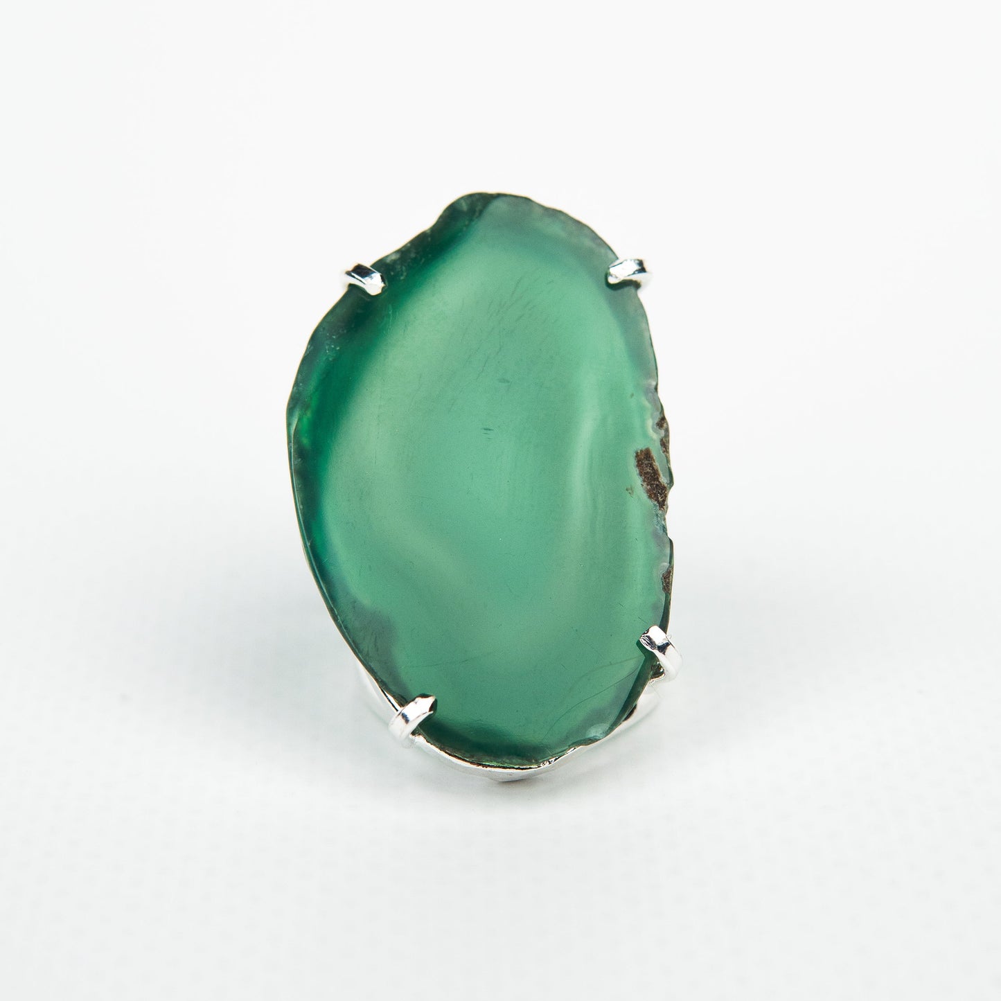 Каблучка з агатом з посрібленням onesize Ag-14