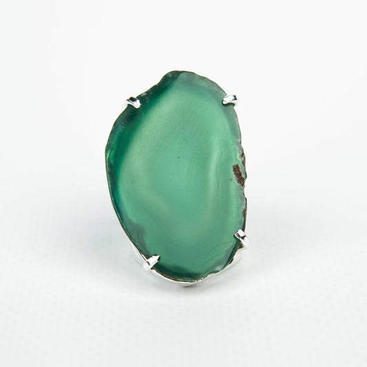 Каблучка з агатом з посрібленням onesize Ag-14