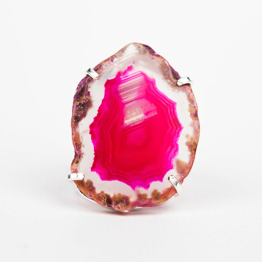 Кольцо с агатом с посеребрением onesize Ag-15