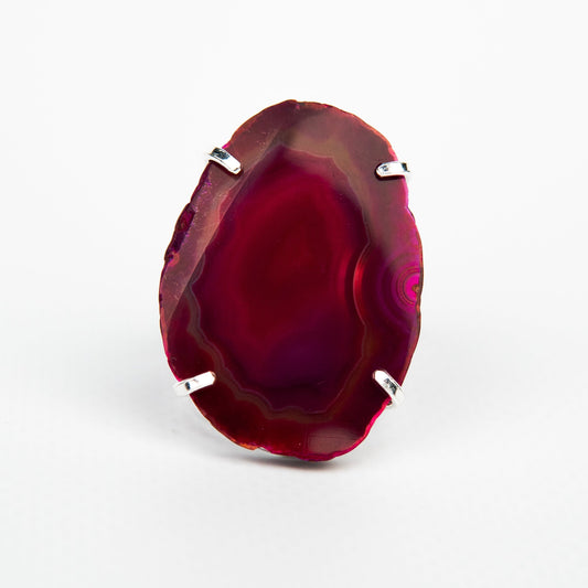 Каблучка з агатом з посрібленням onesize Ag-18