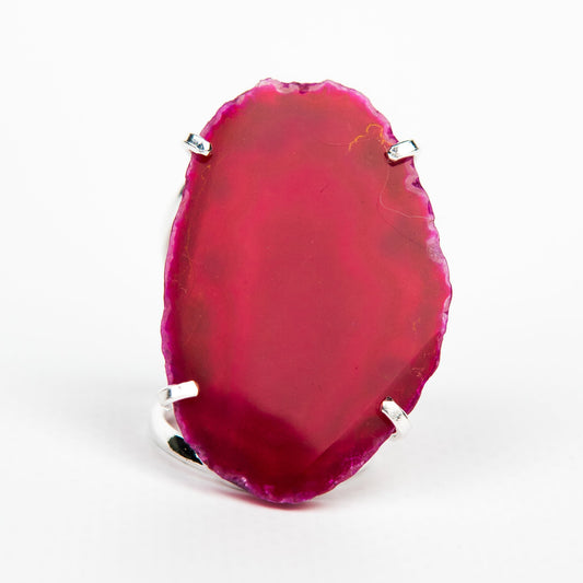 Каблучка з агатом з посрібленням onesize Ag-19