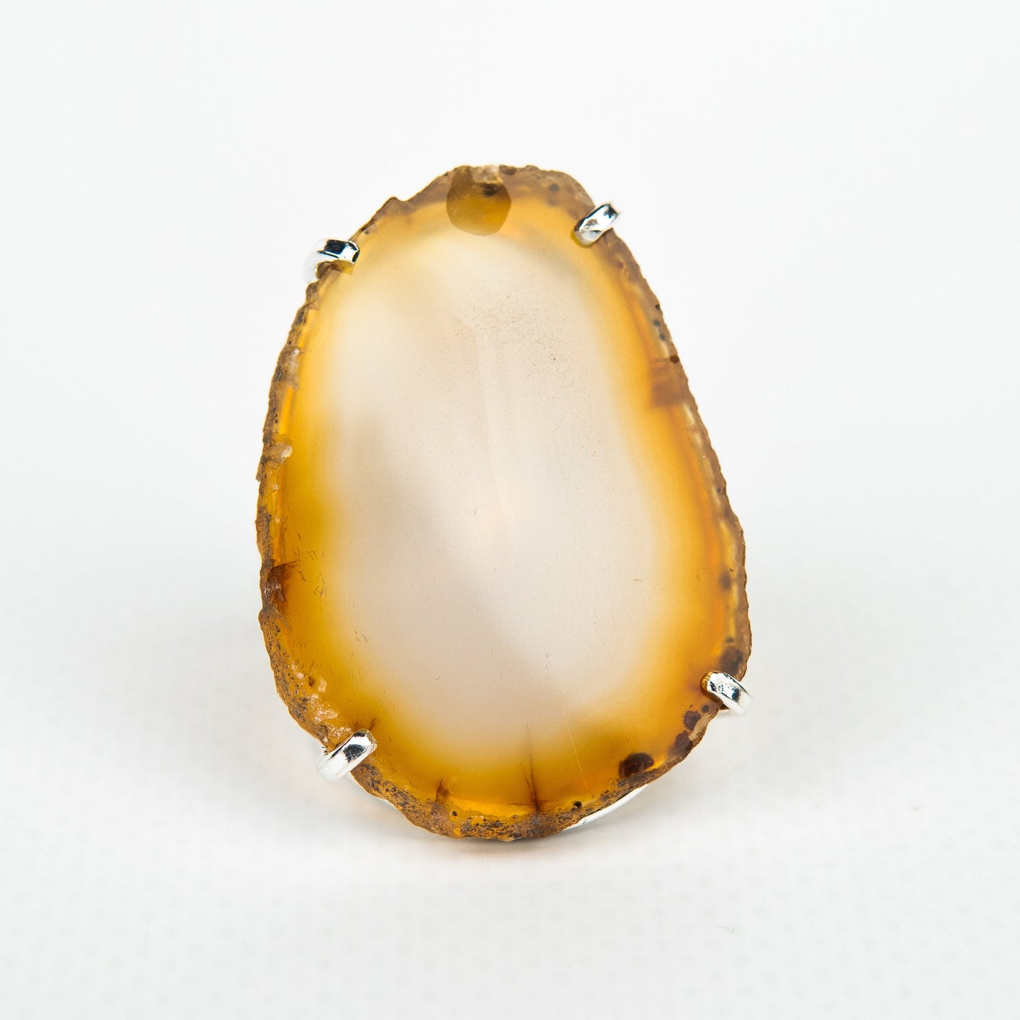 Каблучка з агатом з посрібленням onesize Ag-22