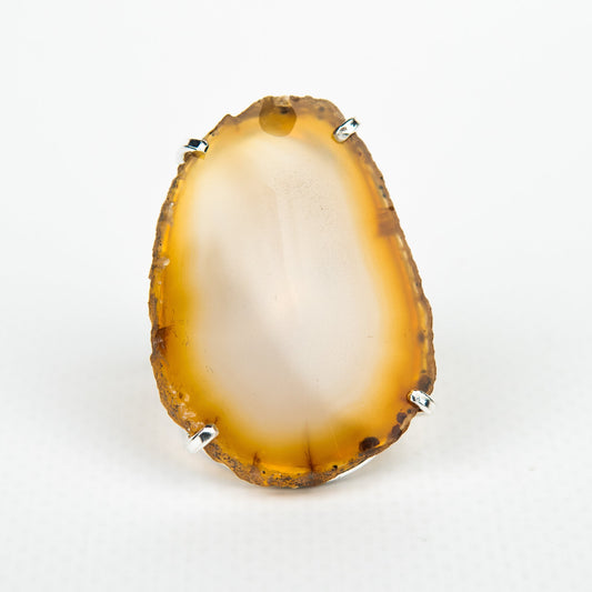 Каблучка з агатом з посрібленням onesize Ag-22