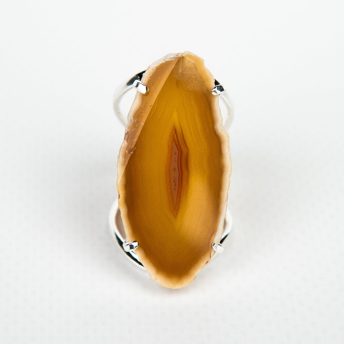 Каблучка з агатом з посрібленням onesize Ag-23