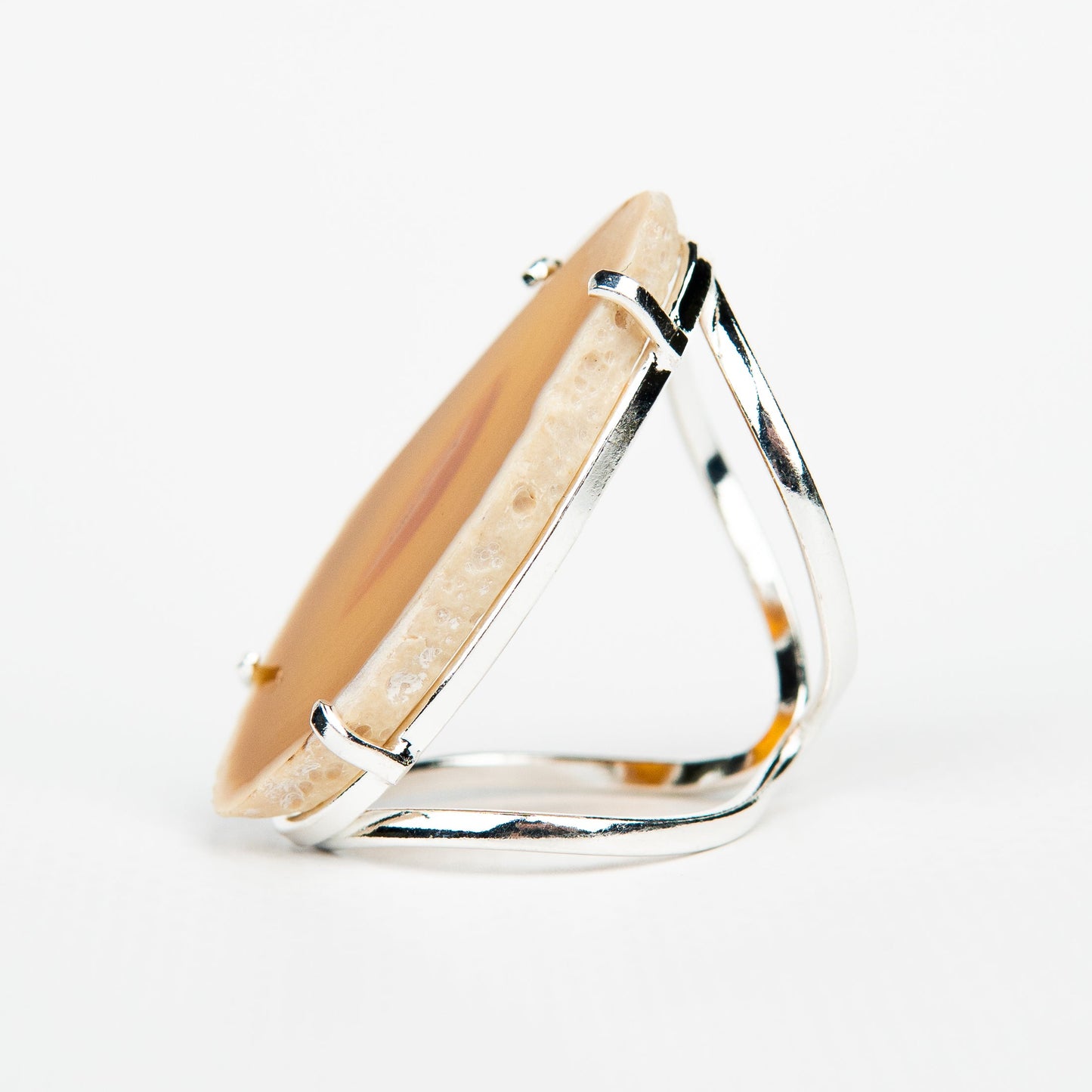 Каблучка з агатом з посрібленням onesize Ag-23