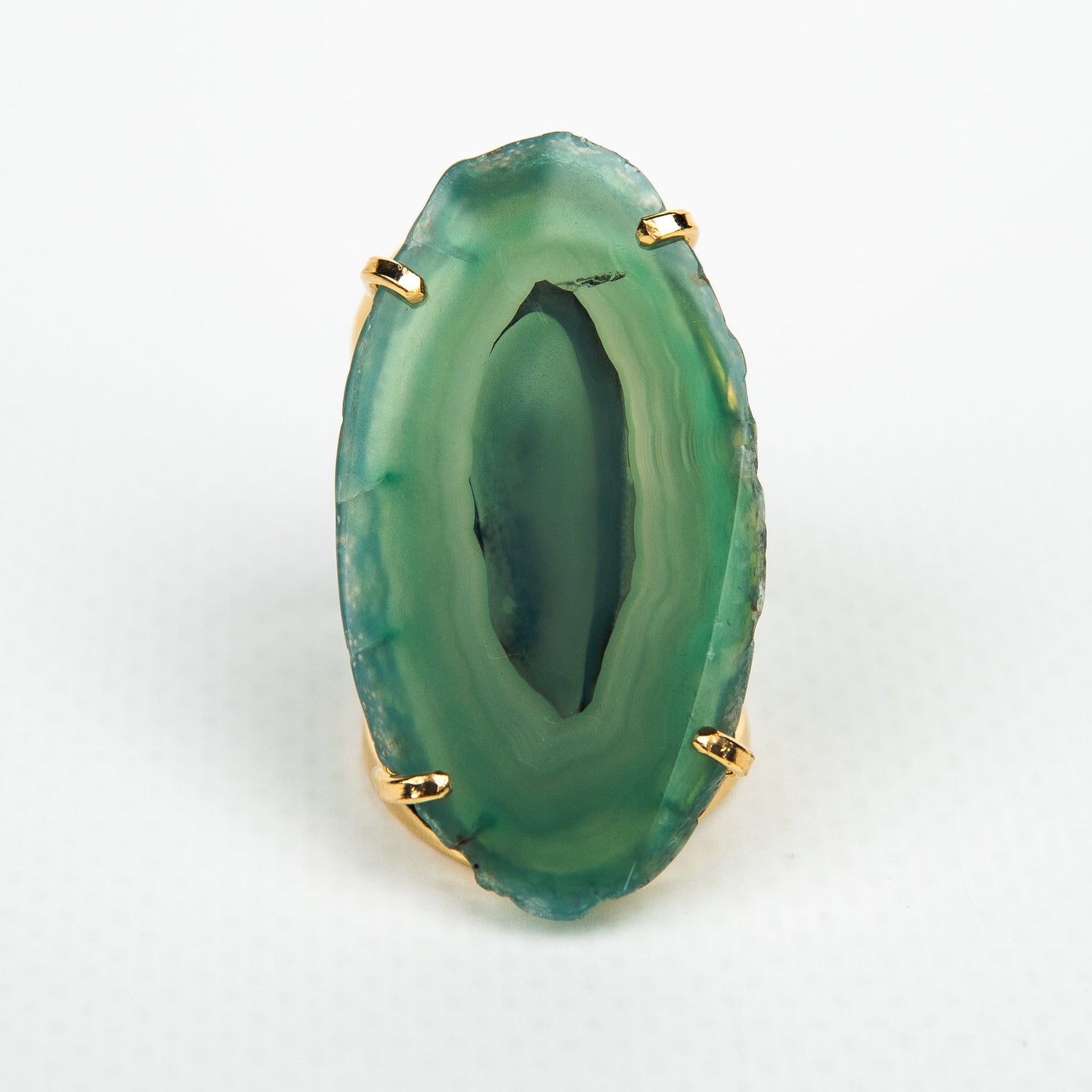 Кольцо с агатом с позолотой onesize Ag-10