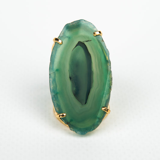 Кольцо с агатом с позолотой onesize Ag-10