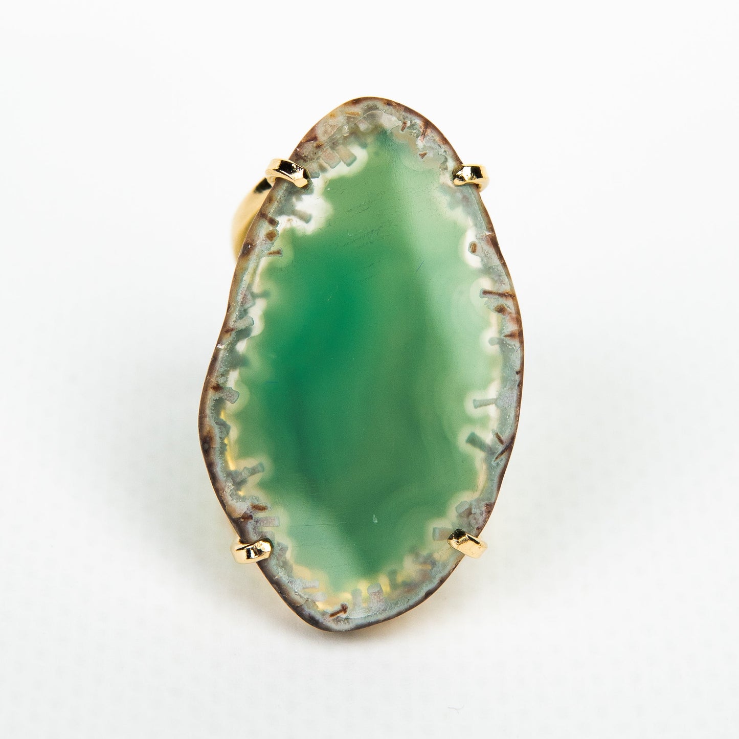 Каблучка з агатом з позолотою onesize Ag-11