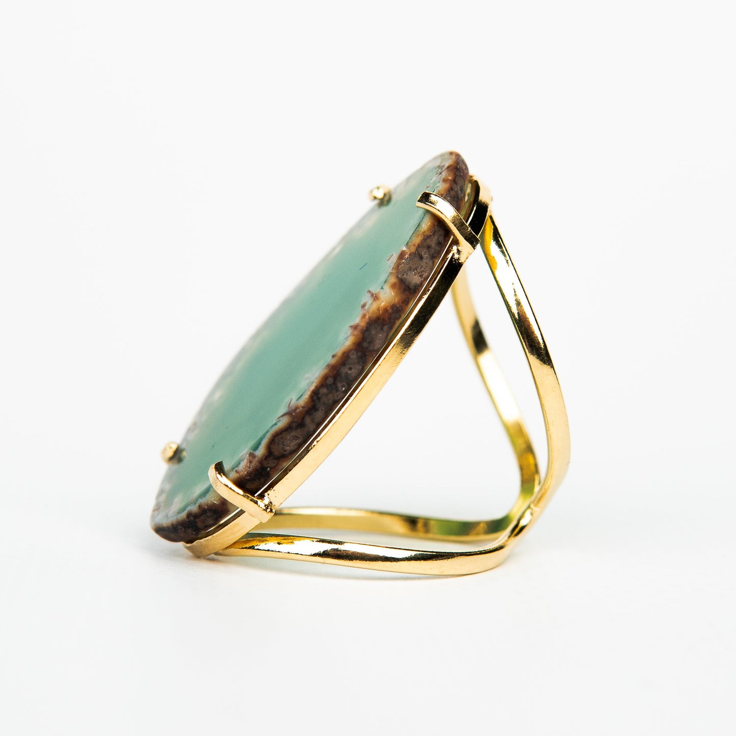 Каблучка з агатом з позолотою onesize Ag-11