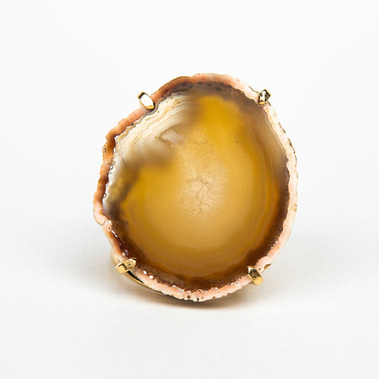 Каблучка з агатом з позолотою onesize Ag-13