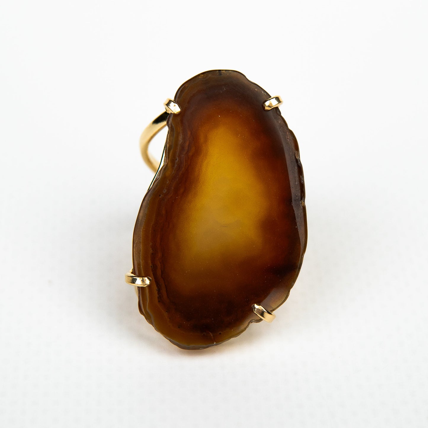 Каблучка з агатом з позолотою onesize Ag-14