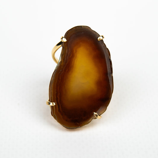 Каблучка з агатом з позолотою onesize Ag-14