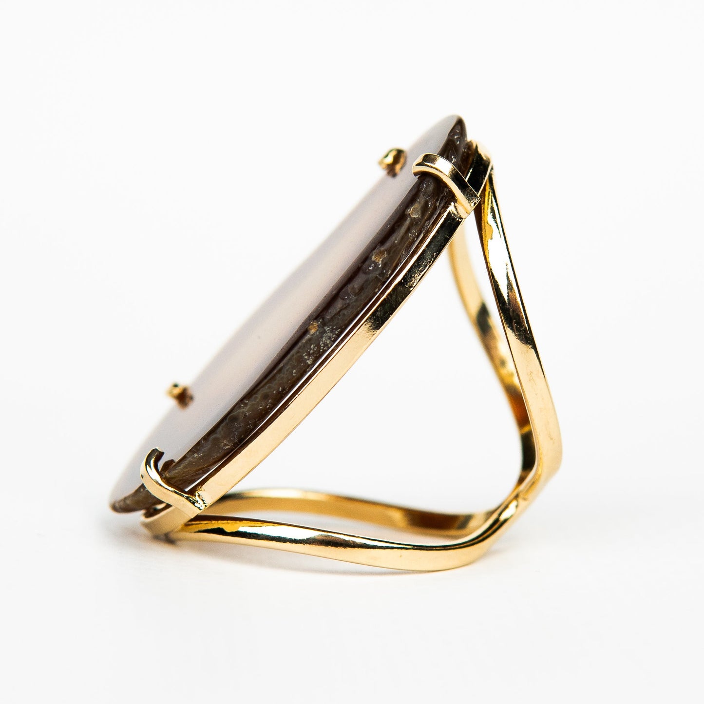 Каблучка з агатом з позолотою onesize Ag-14