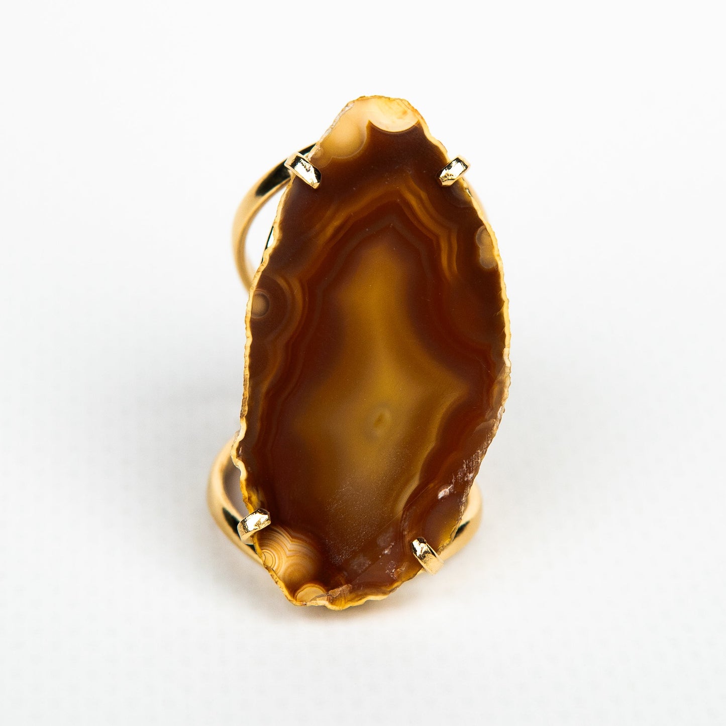 Каблучка з агатом з позолотою onesize Ag-15