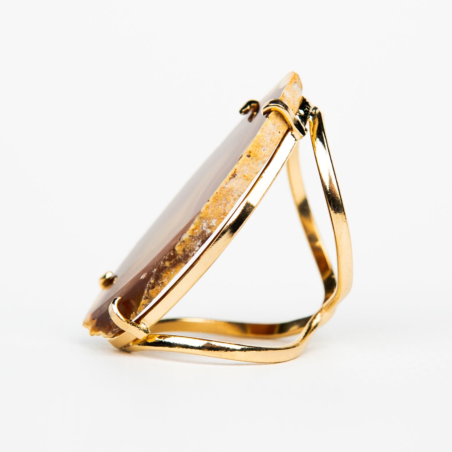 Каблучка з агатом з позолотою onesize Ag-15