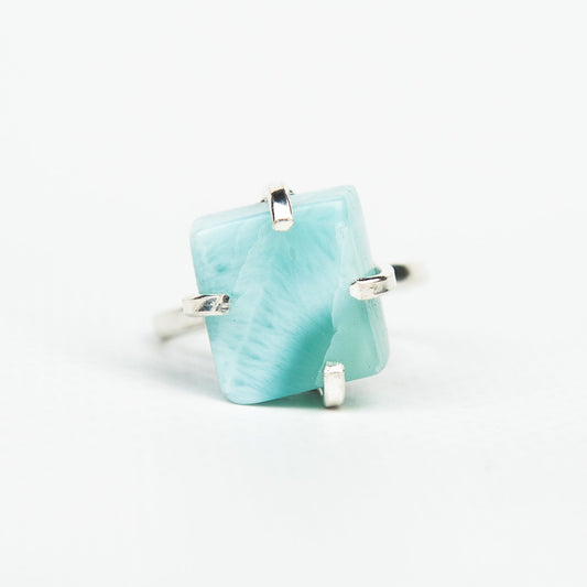 Кольцо с Ларимаром с посеребрением onesize Lr-3