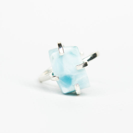 Кольцо с Ларимаром с посеребрением onesize Lr-4