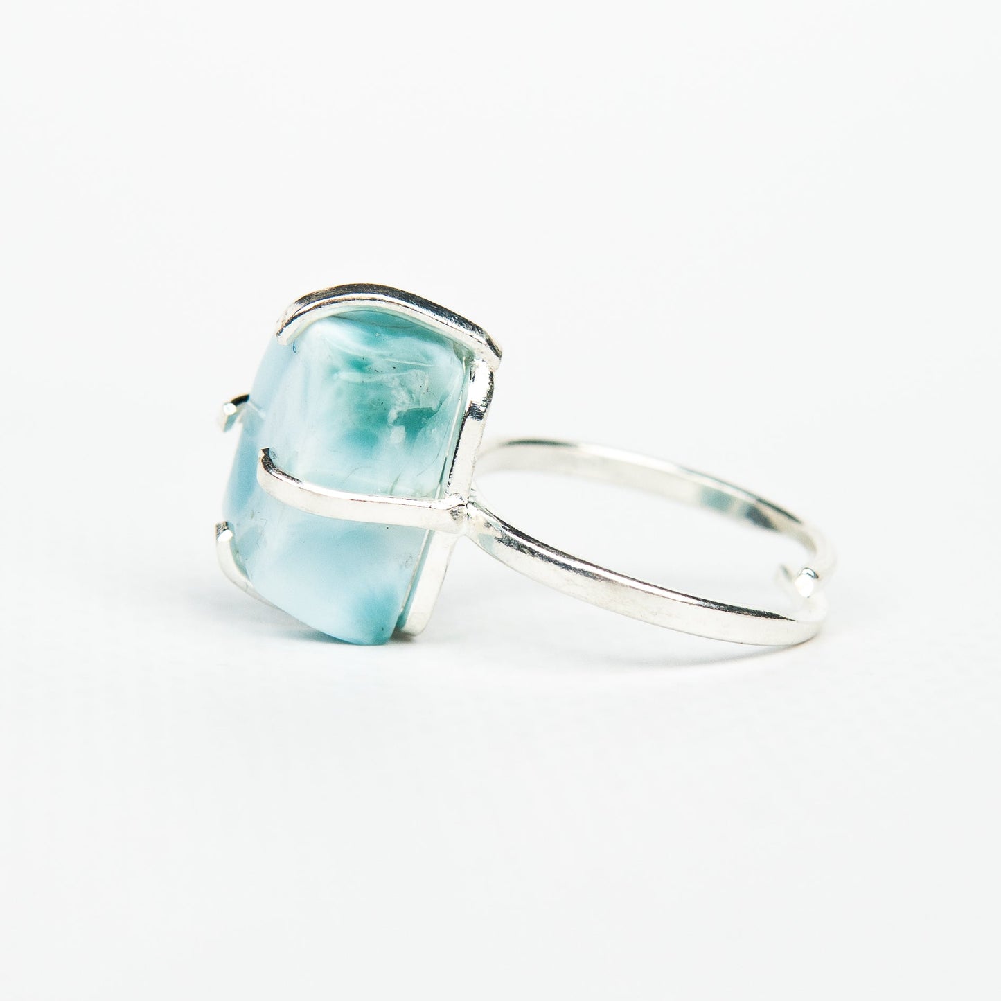 Кольцо с Ларимаром с посеребрением onesize Lr-4