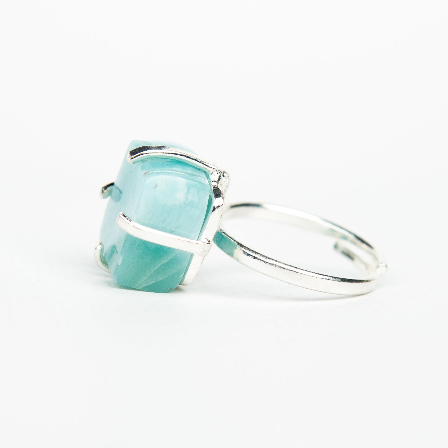 Кольцо с Ларимаром с посеребрением onesize Lr-5