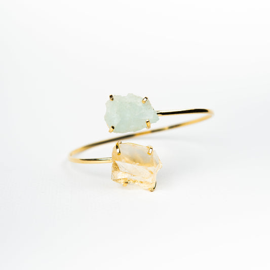 Браслет з Аквамарина та цитрина з позолотою onesize AqCt-101