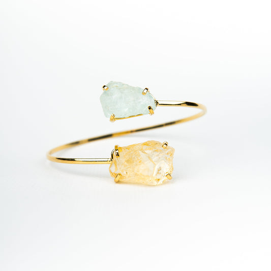 Браслет з Аквамарина та цитрина з позолотою onesize AqCt-102