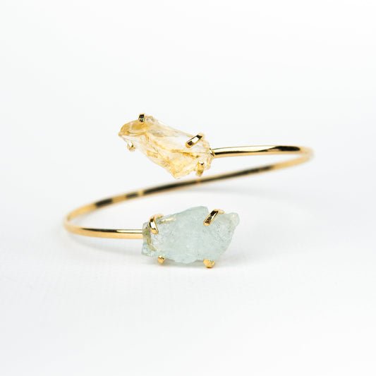 Браслет з Аквамарина та цитрина з позолотою onesize AqCt-104