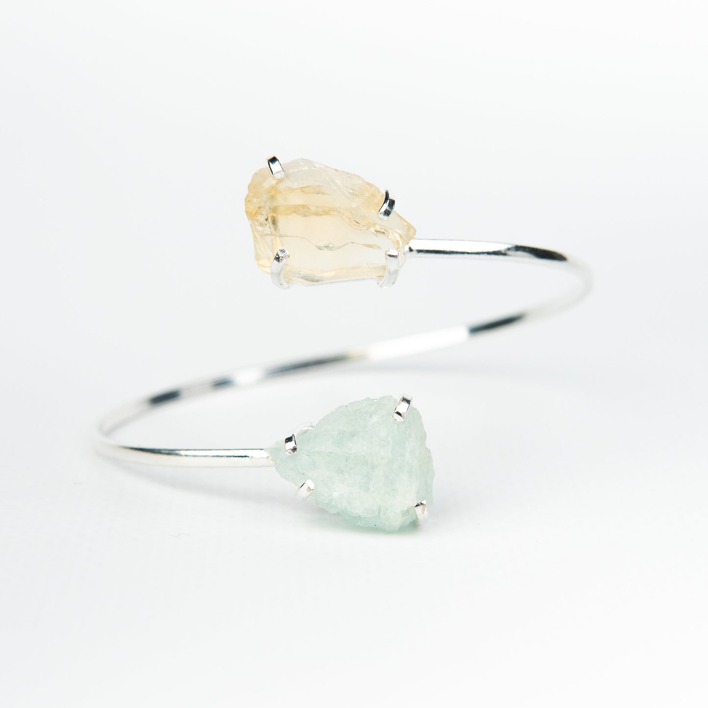 Браслет з Аквамарина та цитрина з посрібленням onesize AqCt-105