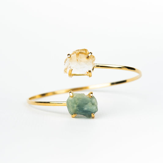 Браслет з Аквамарина та цитрина з позолотою onesize AqCt-107