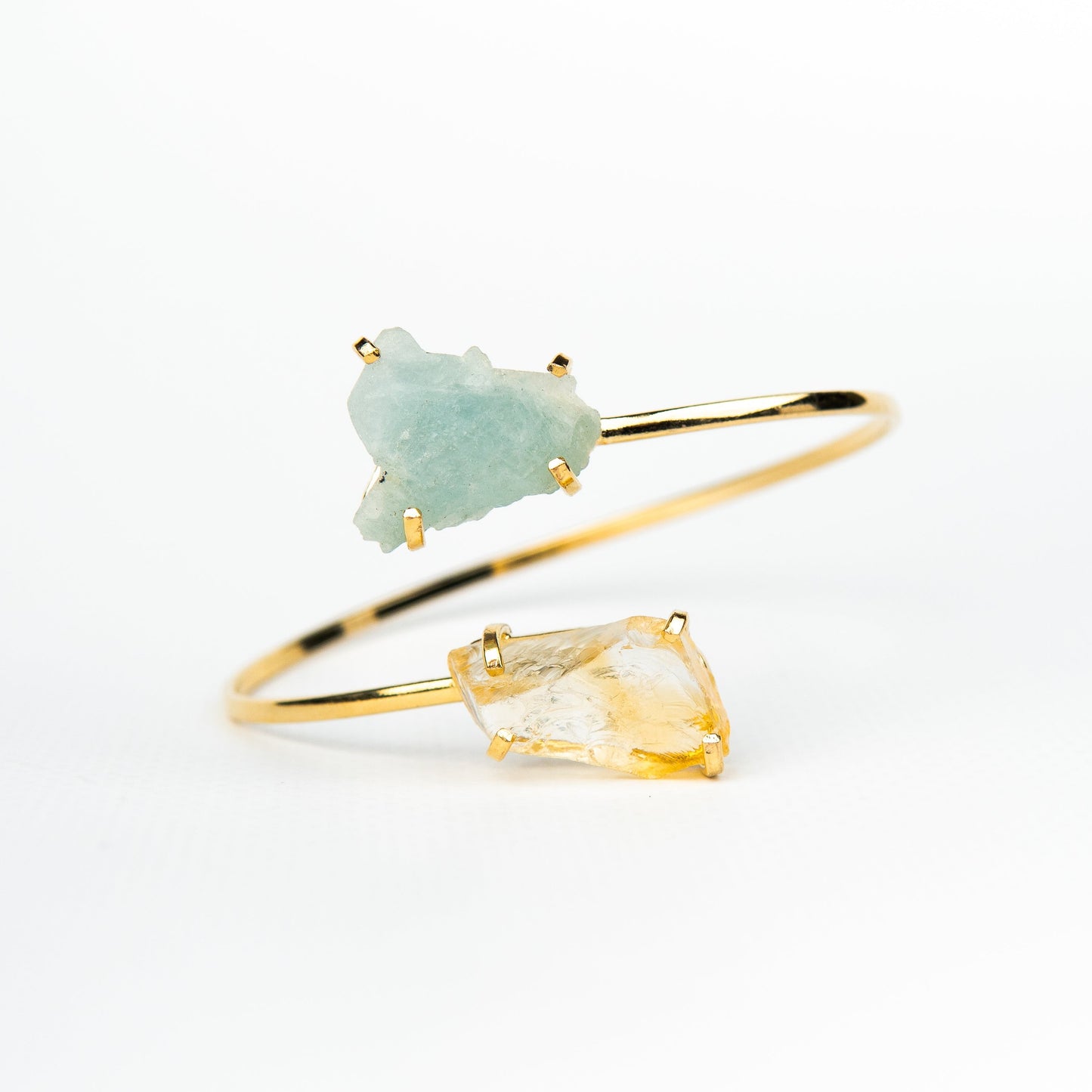 Браслет с аквамарином и Цитрином с позолотой onesize AqCt-108