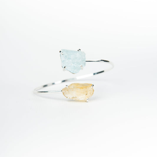 Браслет з Аквамарина та цитрина з посрібленням onesize AqCt-109