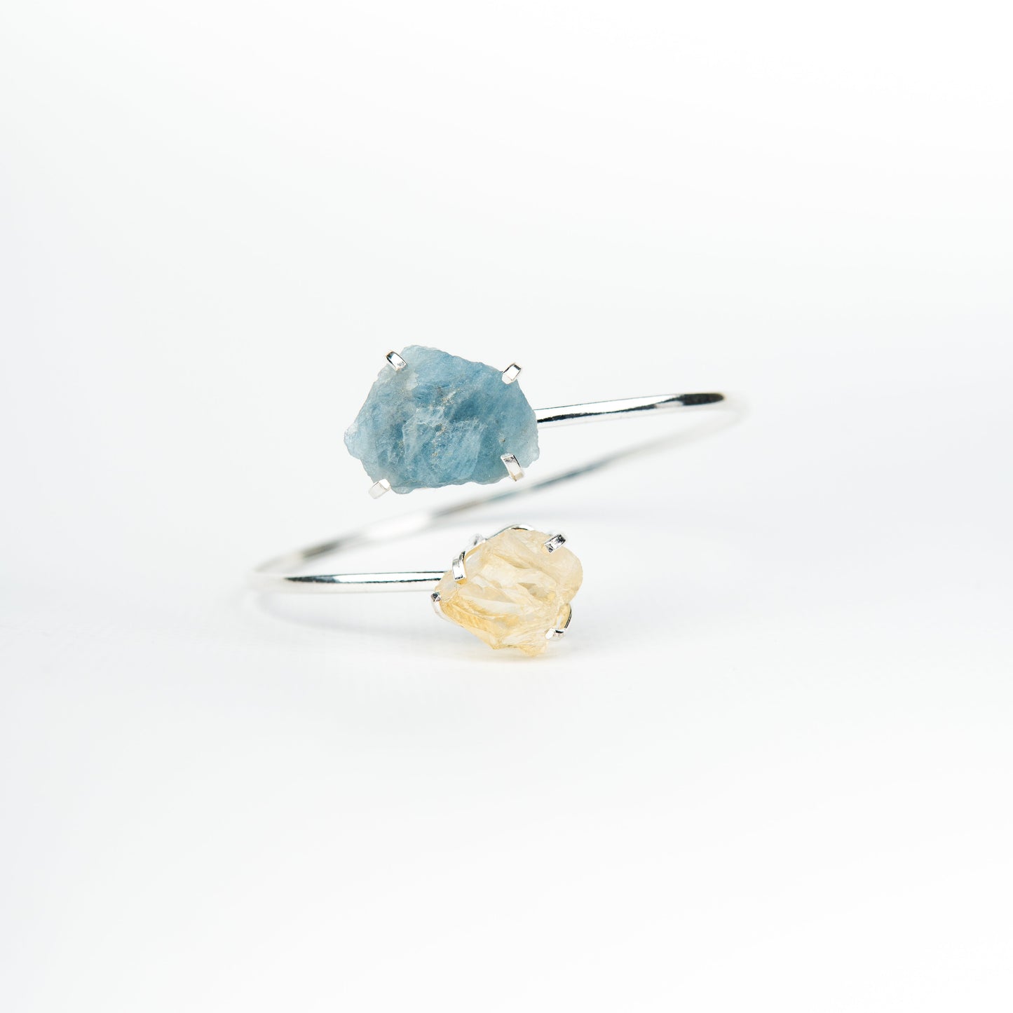 Браслет з Аквамарина та цитрина з посрібленням onesize AqCt-111