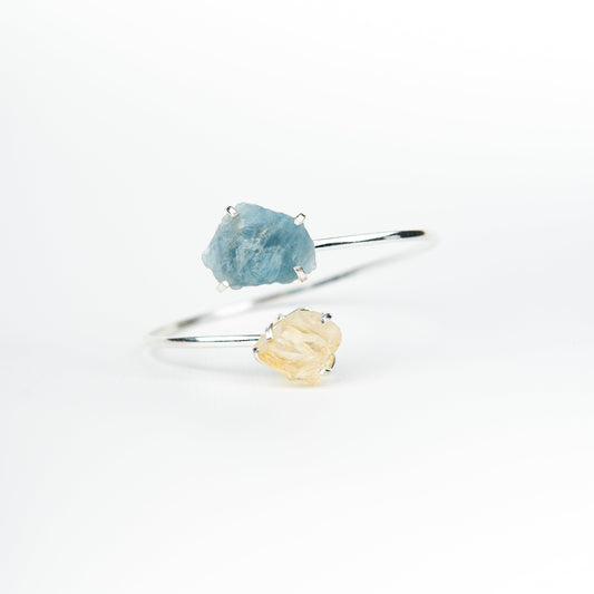 Браслет з Аквамарина та цитрина з посрібленням onesize AqCt-111