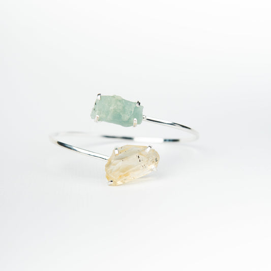 Браслет з Аквамарина та цитрина з посрібленням onesize AqCt-114