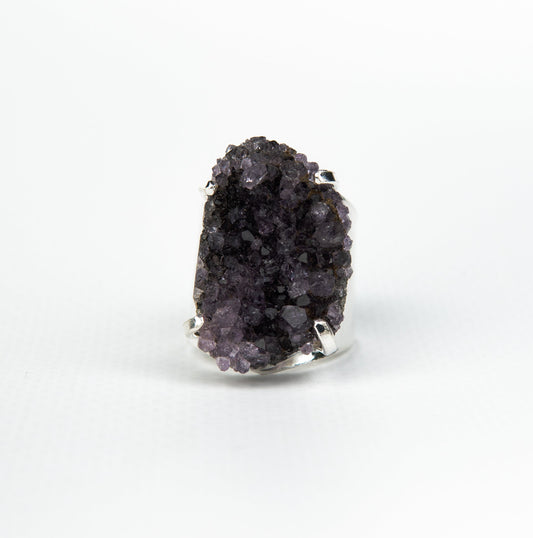 Каблучка з темним аметистом з посрібленням onesize Da-198