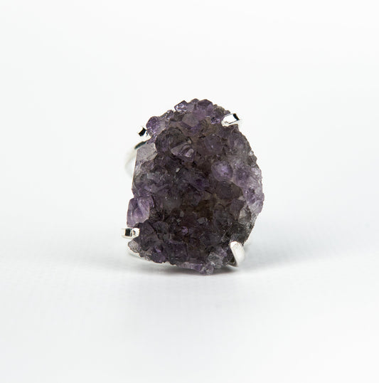 Каблучка з темним аметистом з посрібленням onesize Da-204