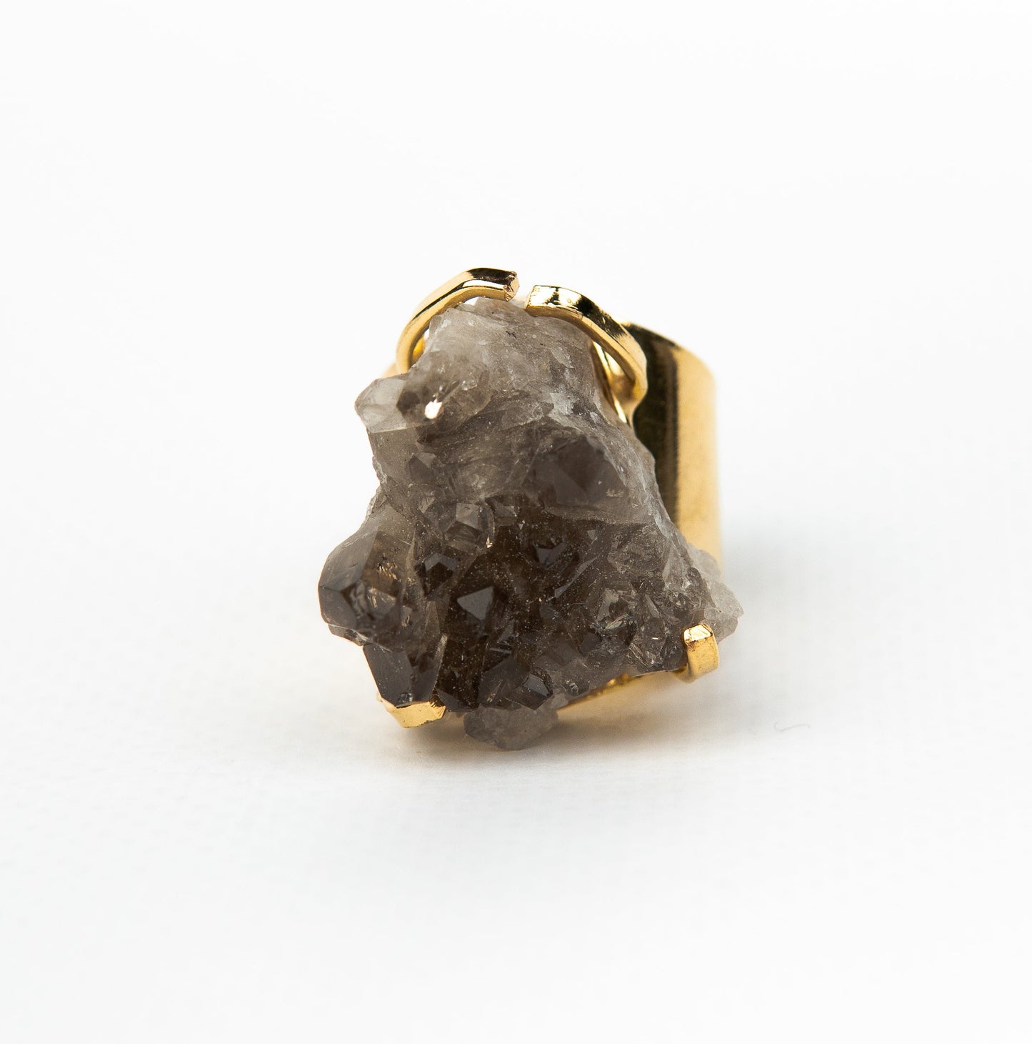 Кольцо с Дымчатым кварцем с позолотой onesize Sq-139