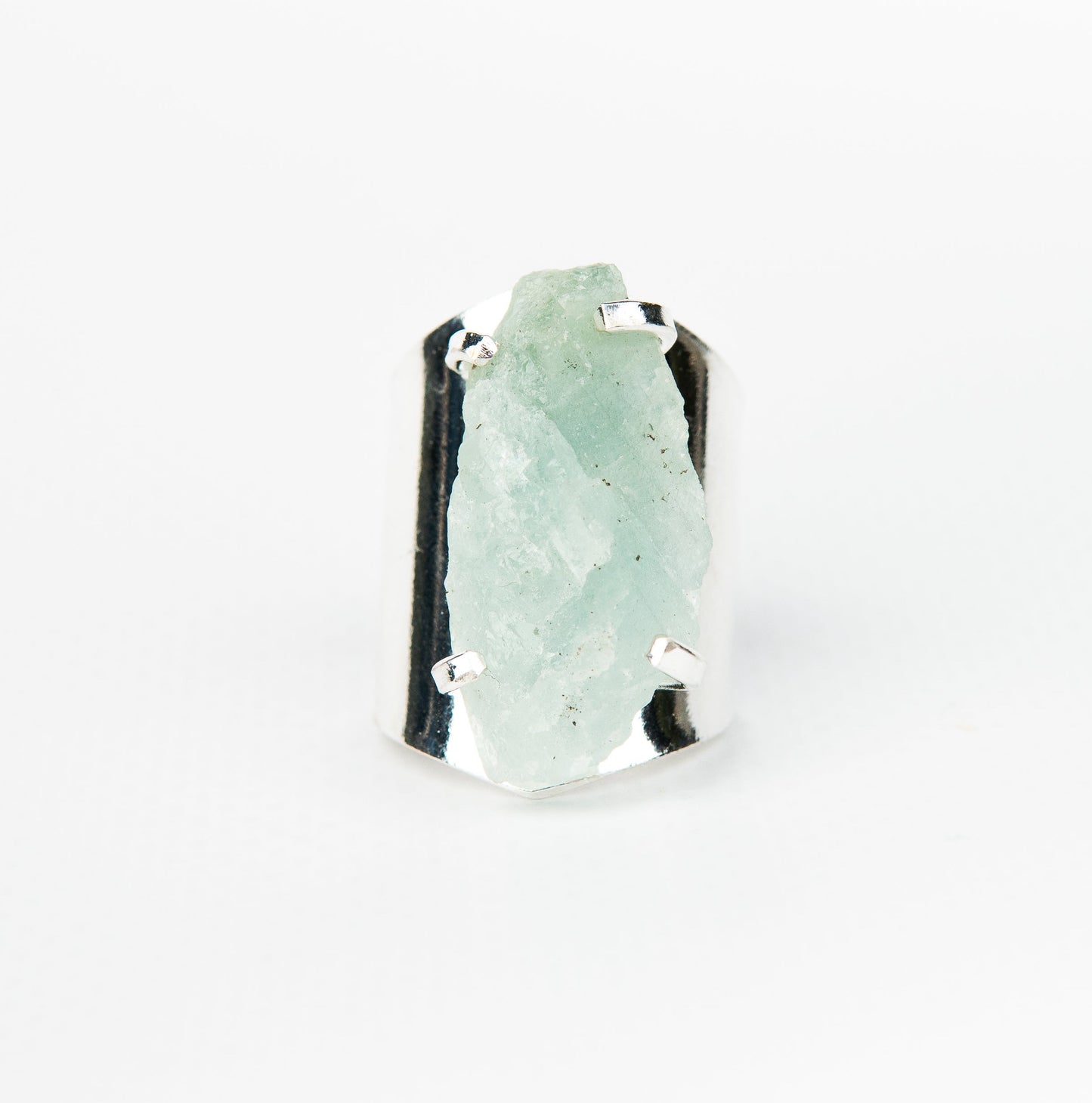 Кольцо с аквамарином с посеребрением onesize Aq-150