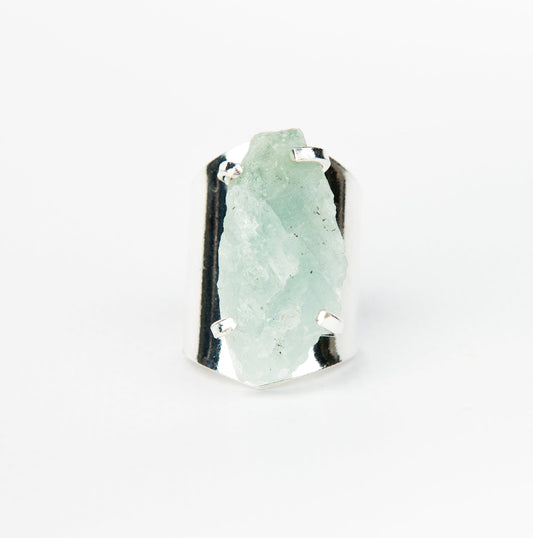 Каблучка з Аквамарина з посрібленням onesize Aq-150