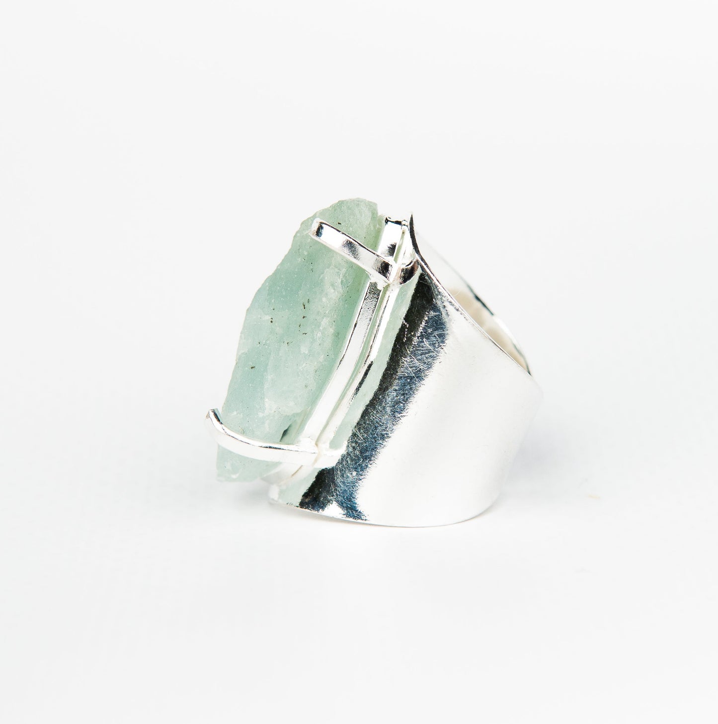 Кольцо с аквамарином с посеребрением onesize Aq-150