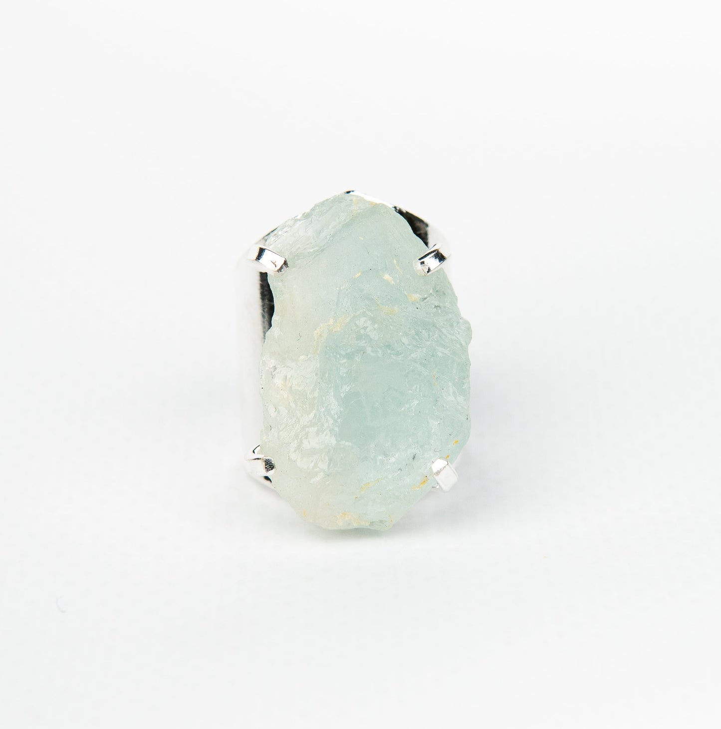 Кольцо с аквамарином с посеребрением onesize Aq-152