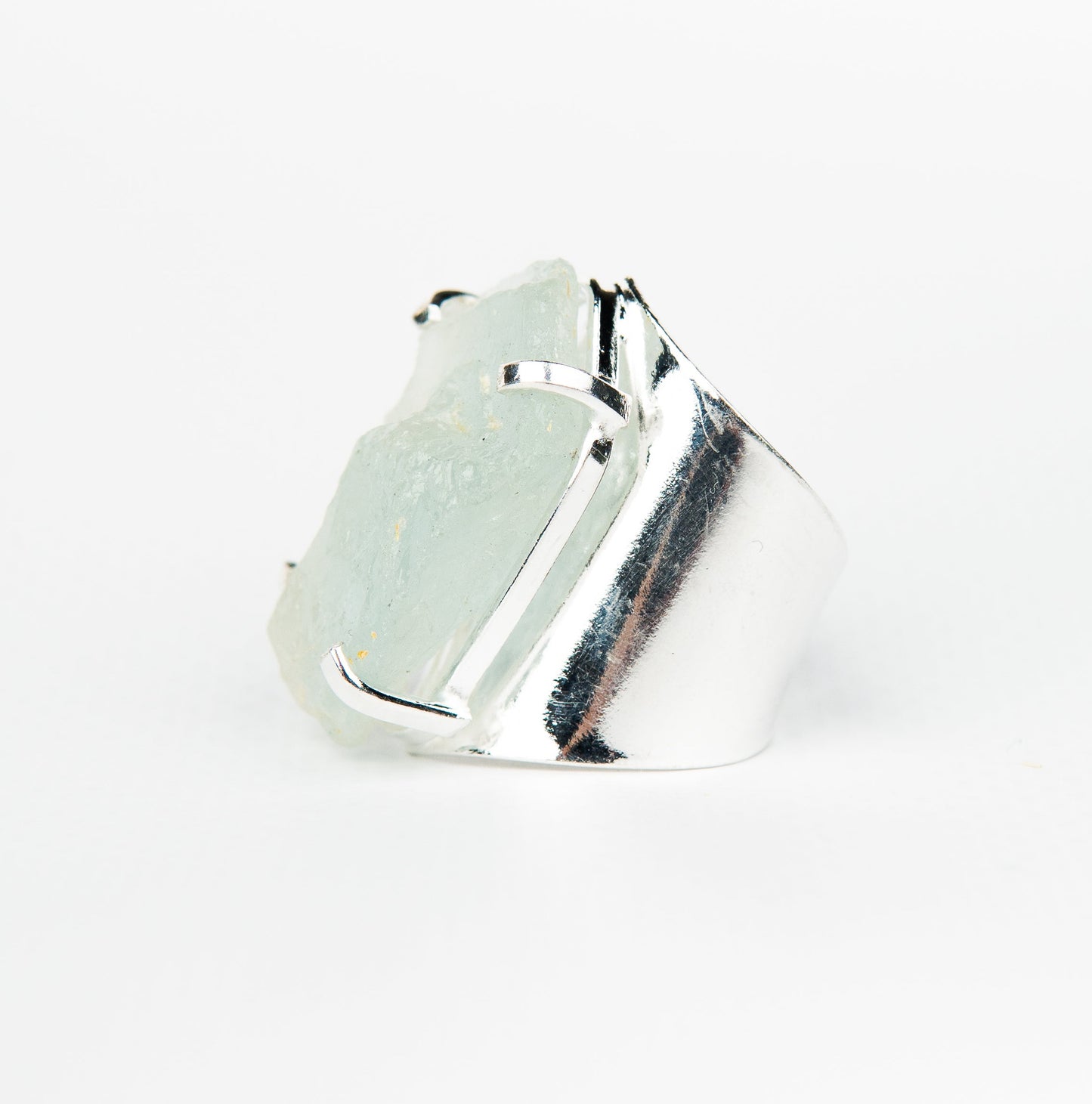 Кольцо с аквамарином с посеребрением onesize Aq-152