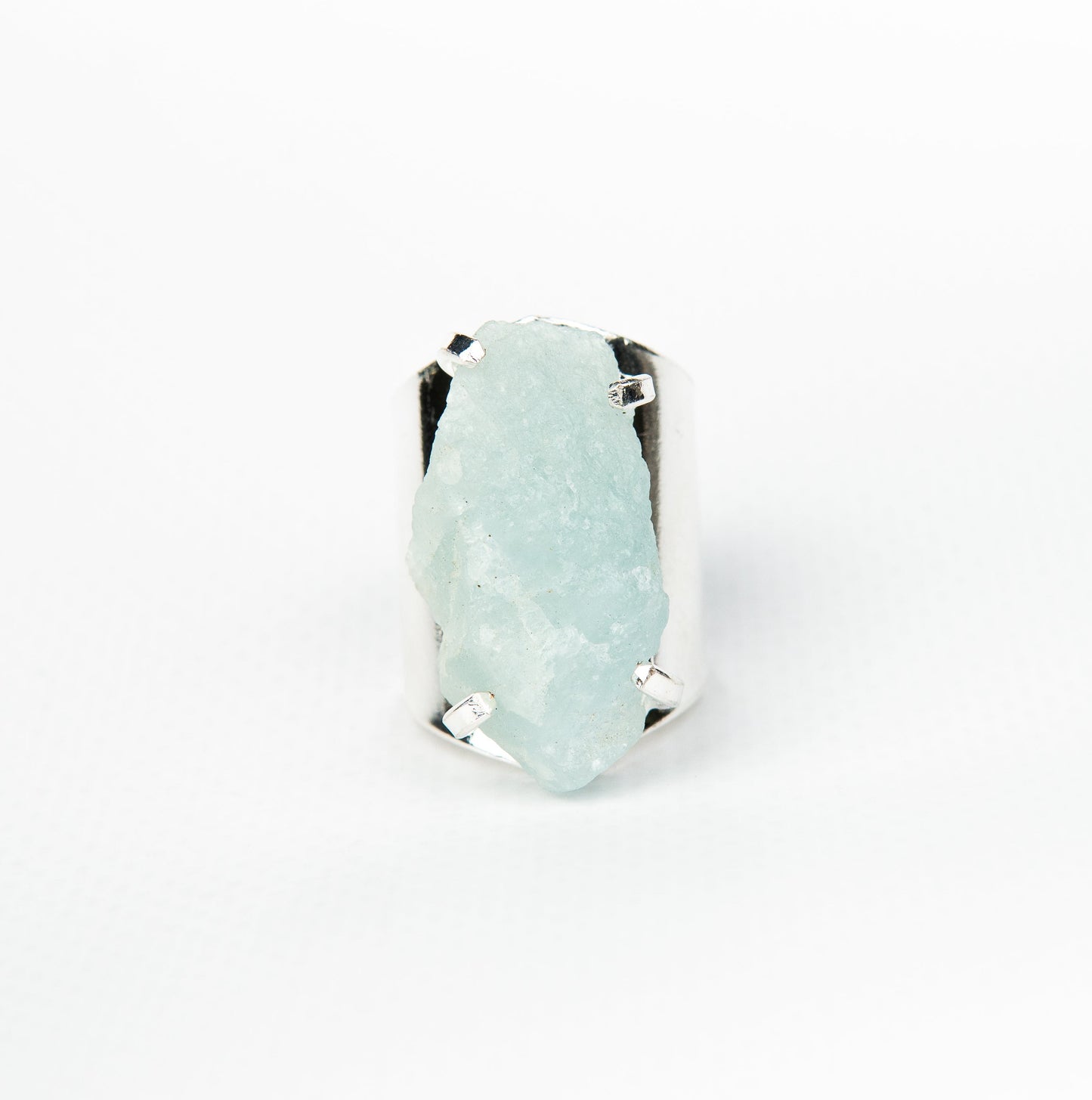 Кольцо с аквамарином с посеребрением onesize Aq-153