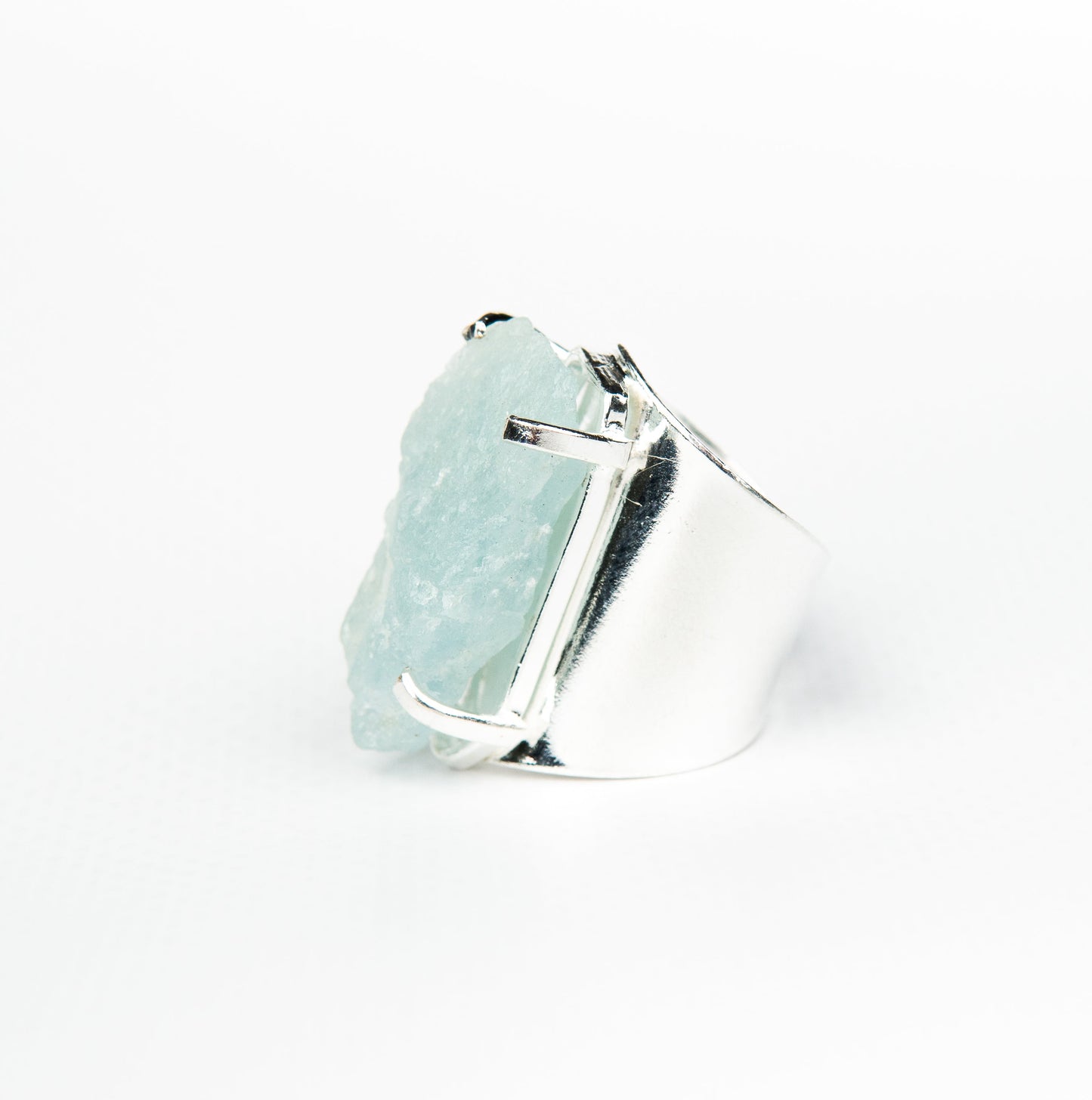 Кольцо с аквамарином с посеребрением onesize Aq-153
